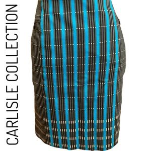 Carlisle Collection Turquoise Green Tan Plaid Pencil Skirt Women’s Size 0